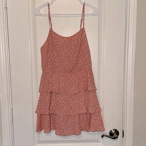 PINK FLORAL RUFFLED DRESS